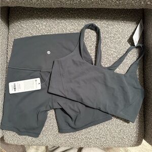 Set: CRZ Yoga Sports Bra (M) & Biker Shorts (S) 6” Green